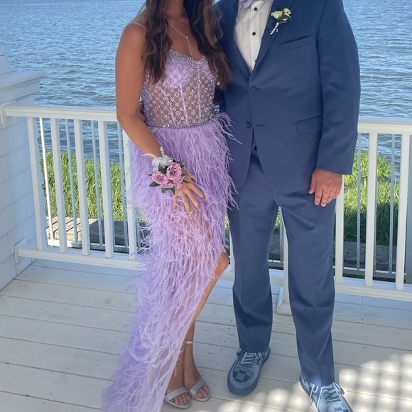 Jovani Beaded High Slit Feather Dress JO07591 - Picture 11 of 11